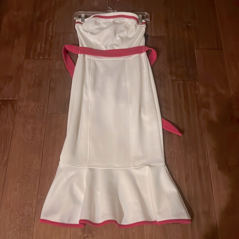 NY & Company maxi dress. White with pink accent. Strapless. XS. NWT. Never worn